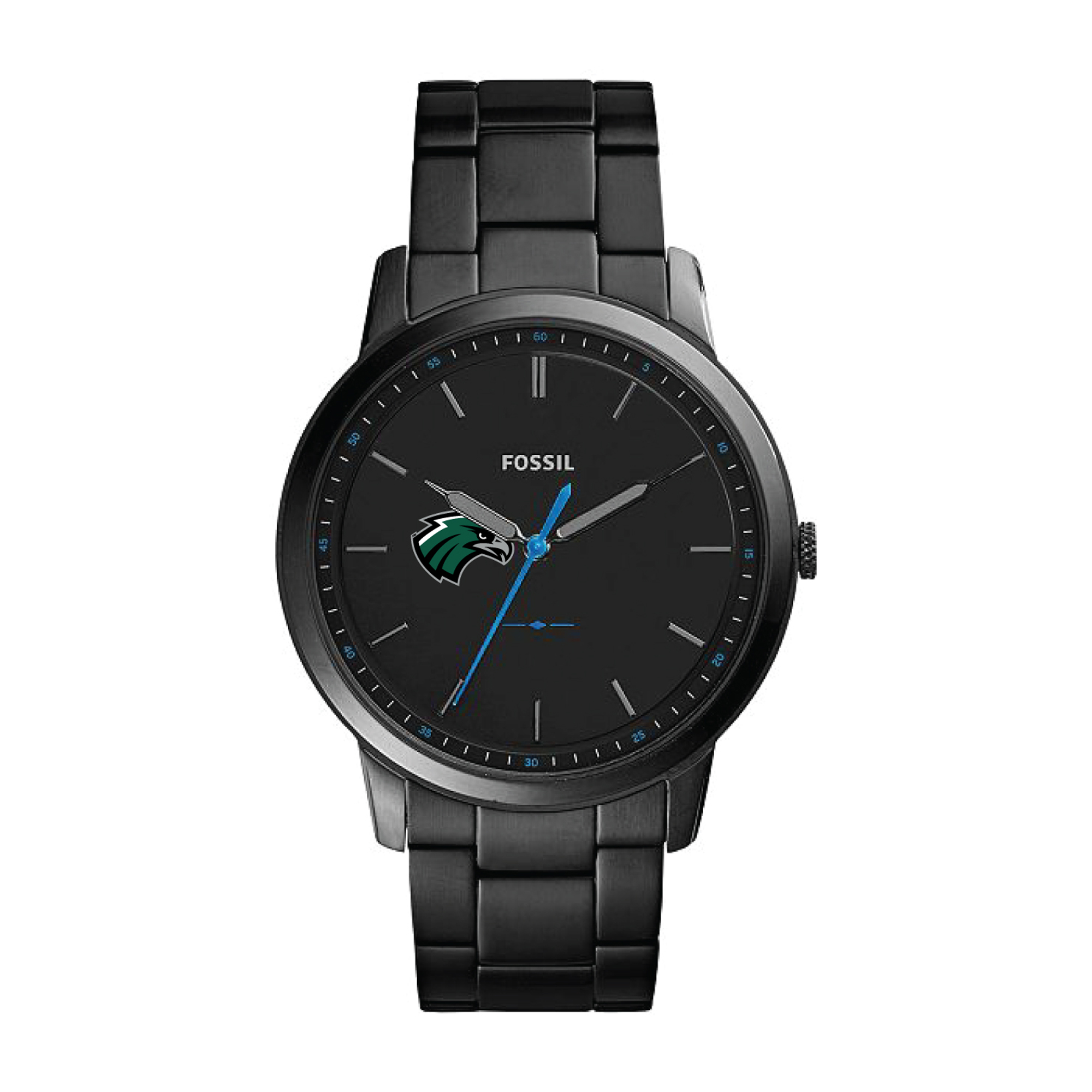 Men's Fossil  Black Northeastern State Riverhawks Minimalist Slim Stainless Steel Watch