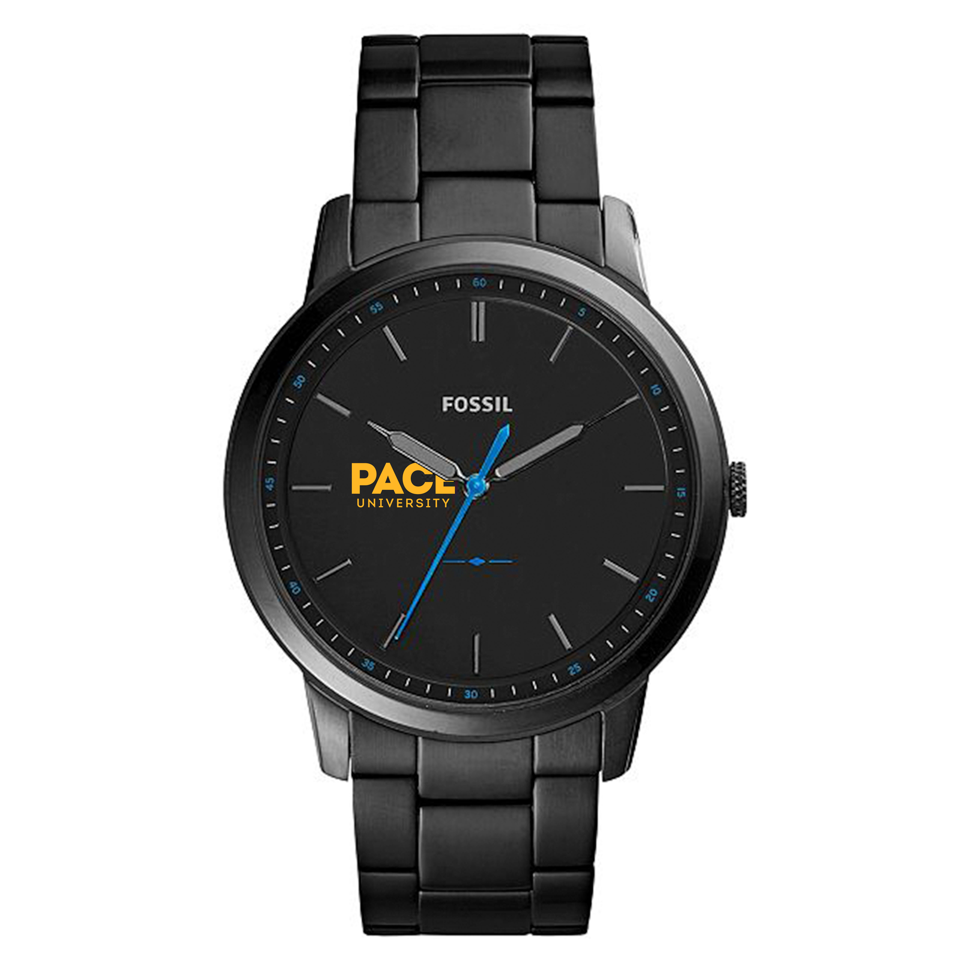Men's Fossil  Black Pace University Setters Minimalist Slim Stainless Steel Watch
