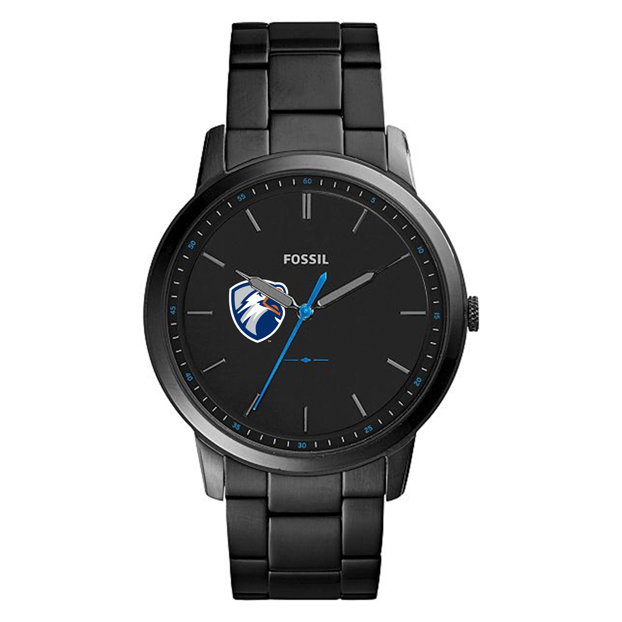 Men's Fossil  Black Texas Tyler Patriots Minimalist Slim Stainless Steel Watch
