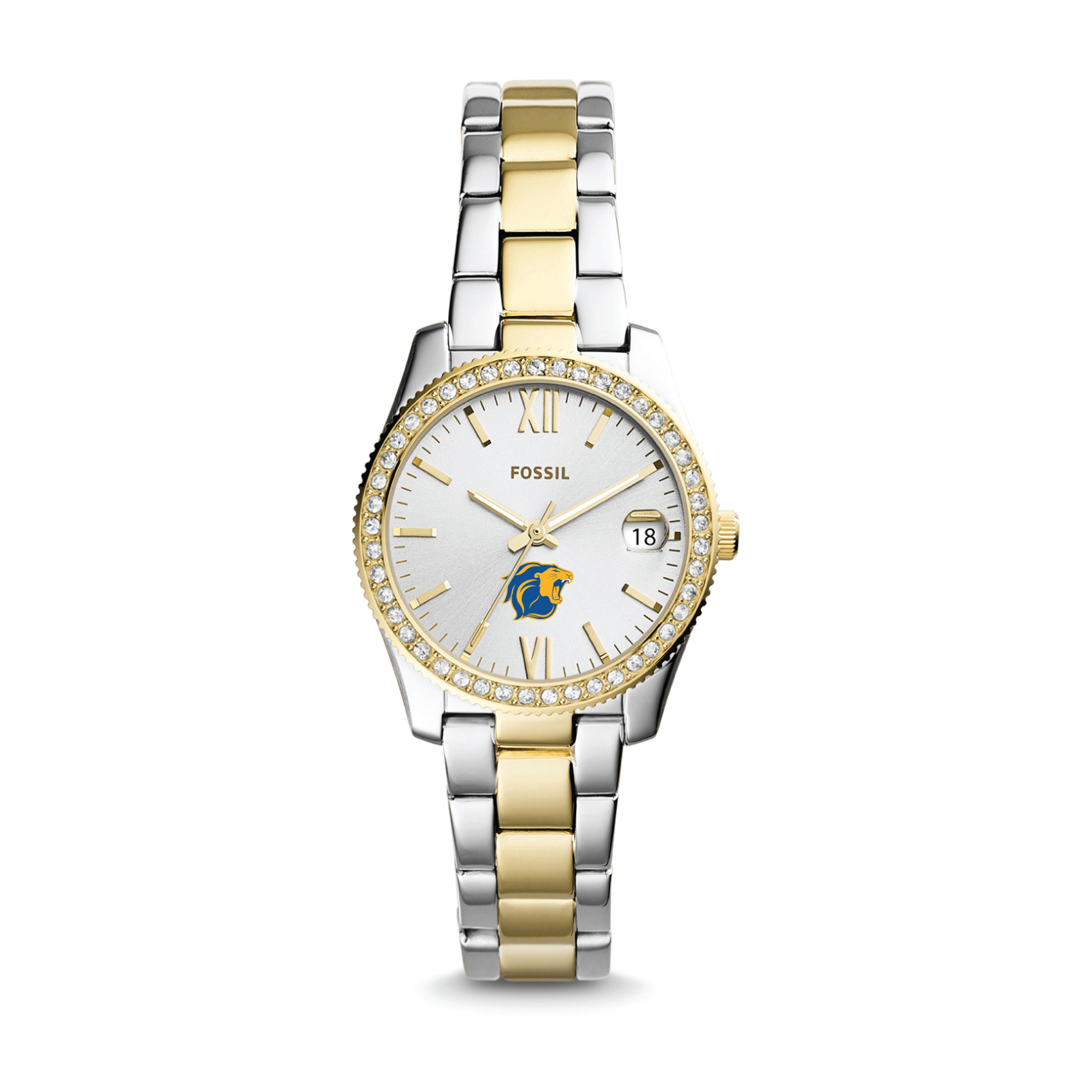 Women's Fossil  Silver/Gold College of New Jersey Lions Scarlette Mini Two-Tone Stainless Steel Watch