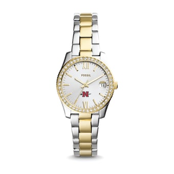 Women's Fossil  Silver/Gold Nicholls State Colonels Scarlette Mini Two-Tone Stainless Steel Watch