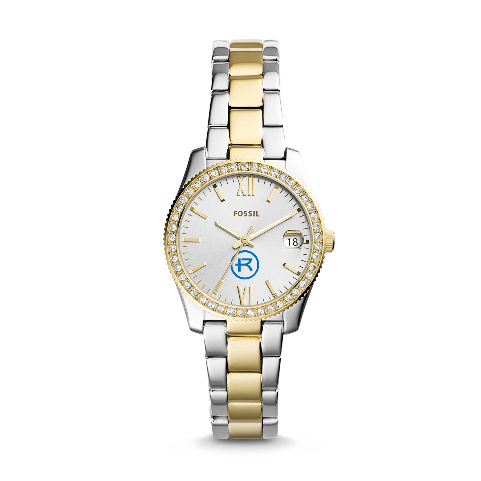 Women's Fossil  Silver/Gold Rockhurst Hawks Scarlette Mini Two-Tone Stainless Steel Watch