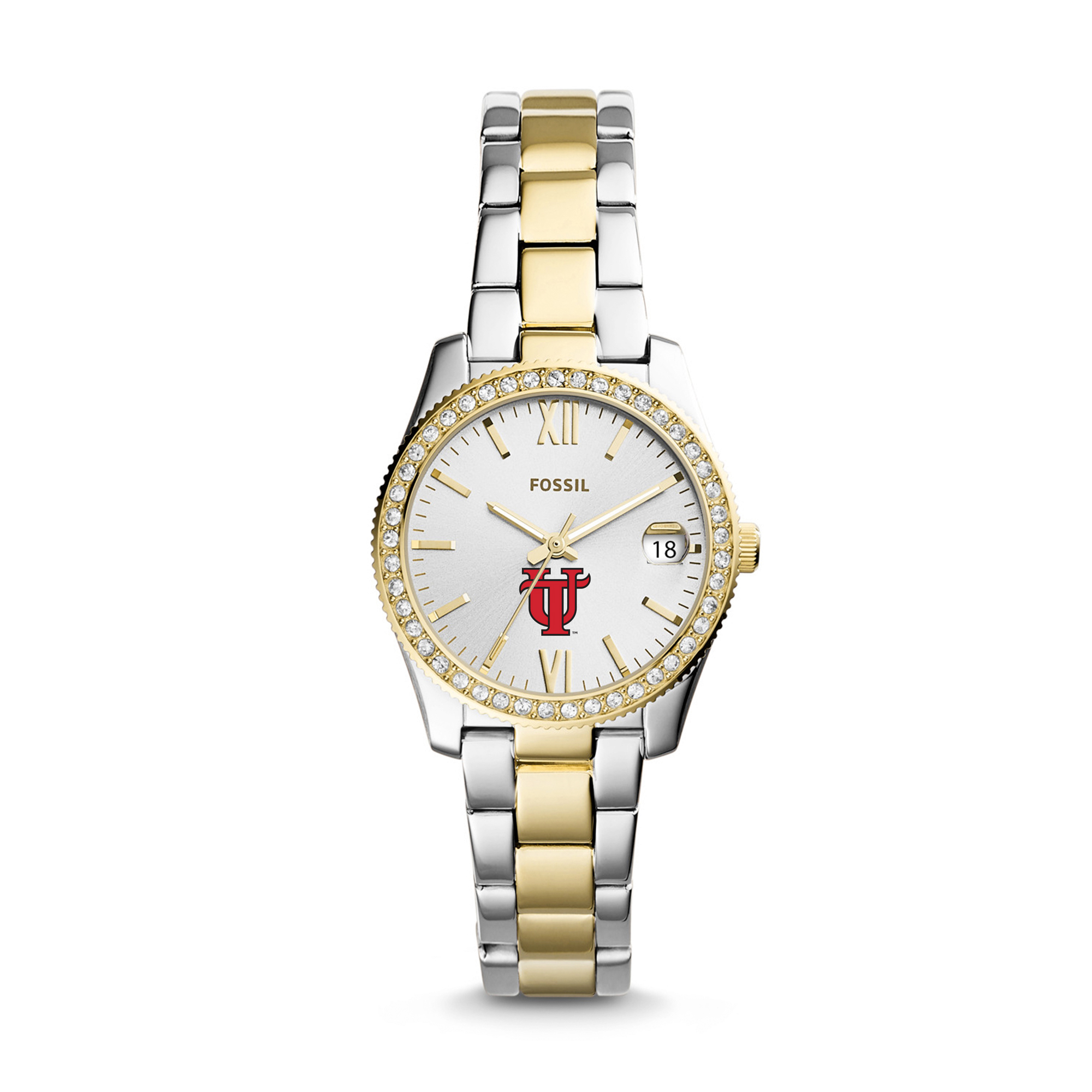 Women's Fossil  Silver/Gold Tampa Spartans Scarlette Mini Two-Tone Stainless Steel Watch