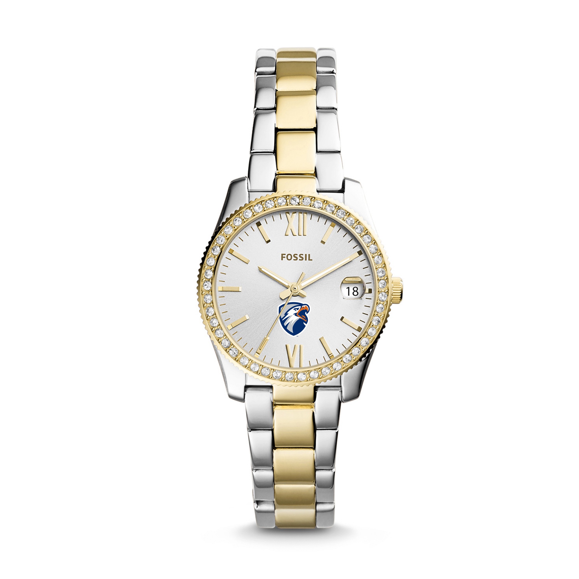 Women's Fossil  Silver/Gold Texas Tyler Patriots Scarlette Mini Two-Tone Stainless Steel Watch