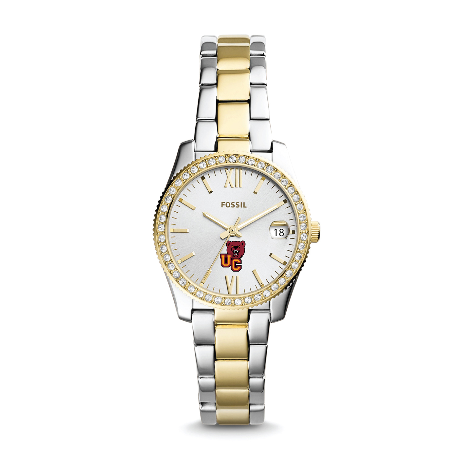 Women's Fossil  Silver/Gold Ursinus Bears Scarlette Mini Two-Tone Stainless Steel Watch