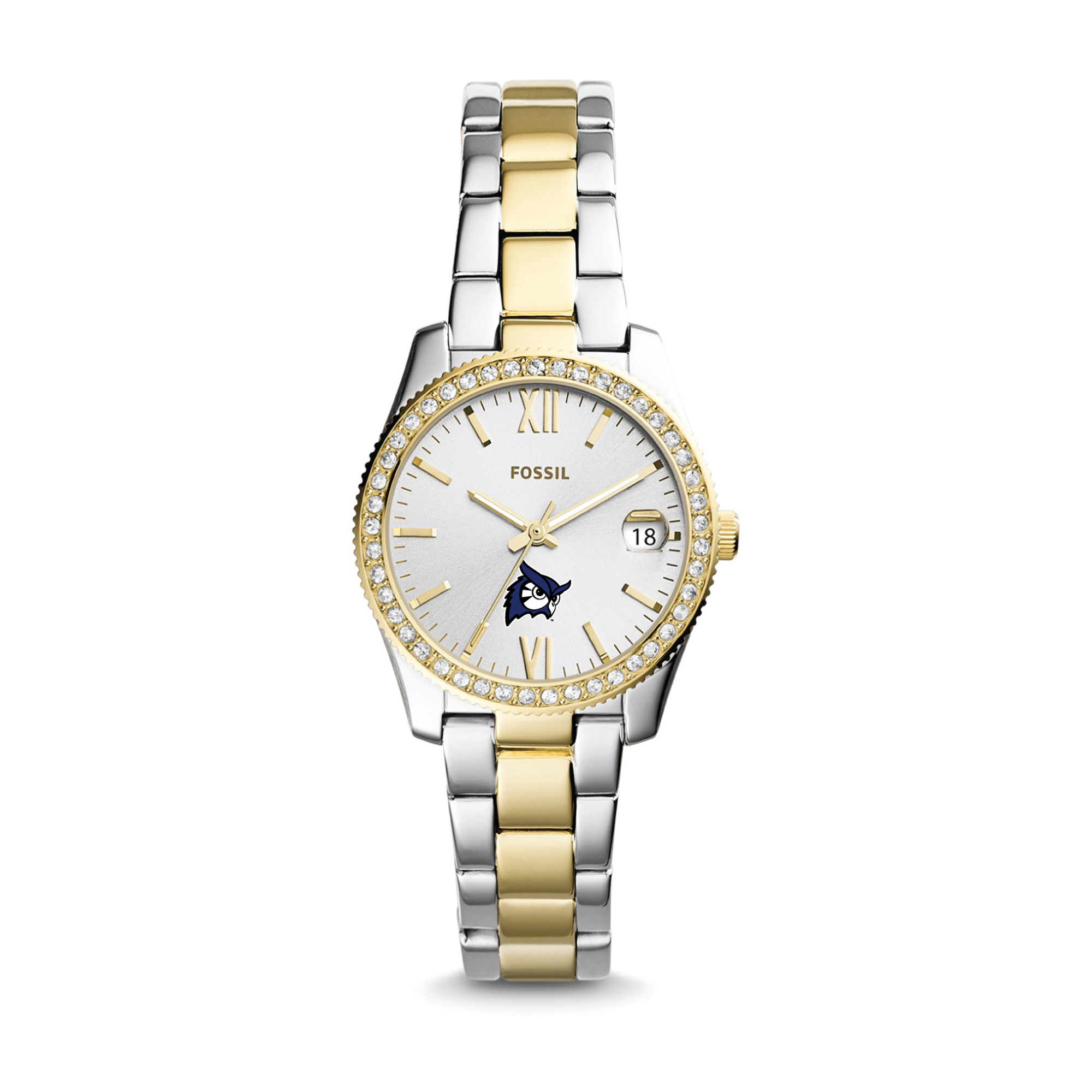 Women's Fossil  Silver/Gold Westfield State Owls Scarlette Mini Two-Tone Stainless Steel Watch