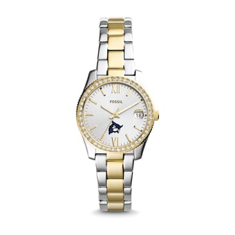 Women's Fossil  Silver/Gold Westfield State Owls Scarlette Mini Two-Tone Stainless Steel Watch