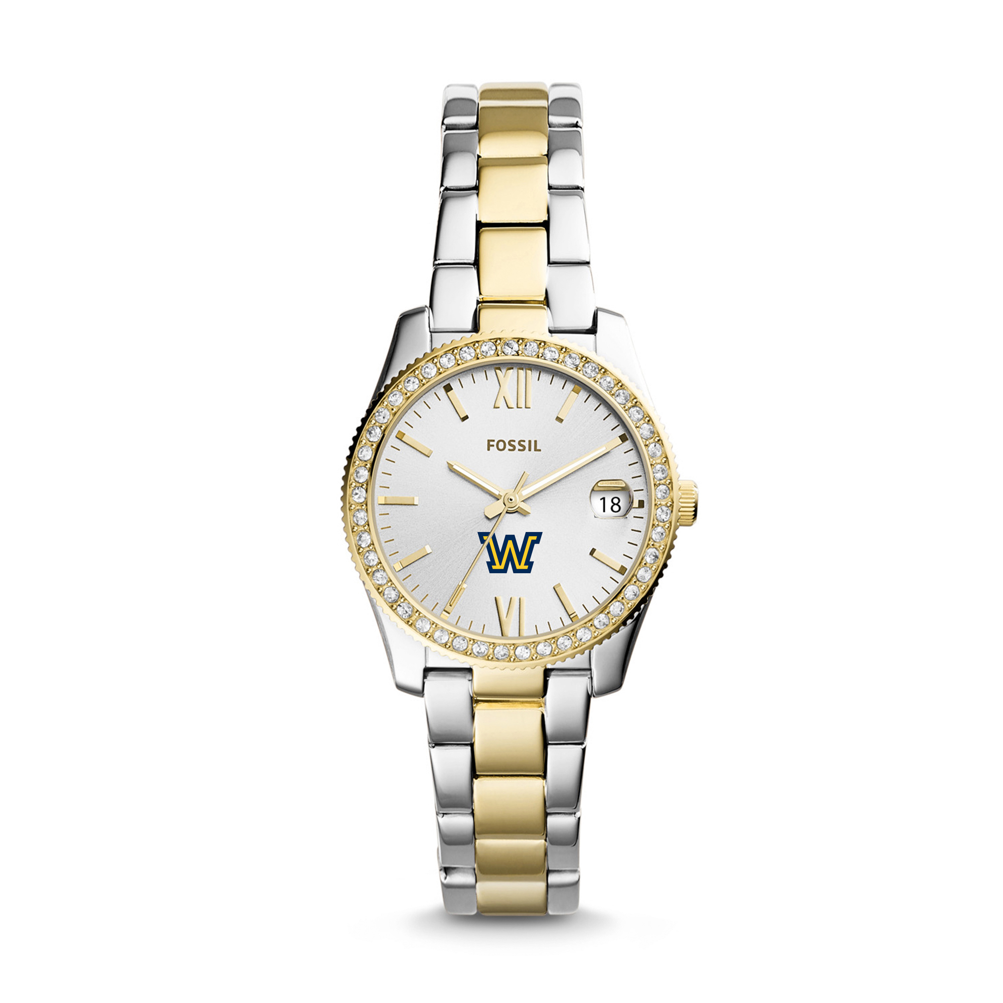Women's Fossil  Silver/Gold Wilkes Colonels Scarlette Mini Two-Tone Stainless Steel Watch