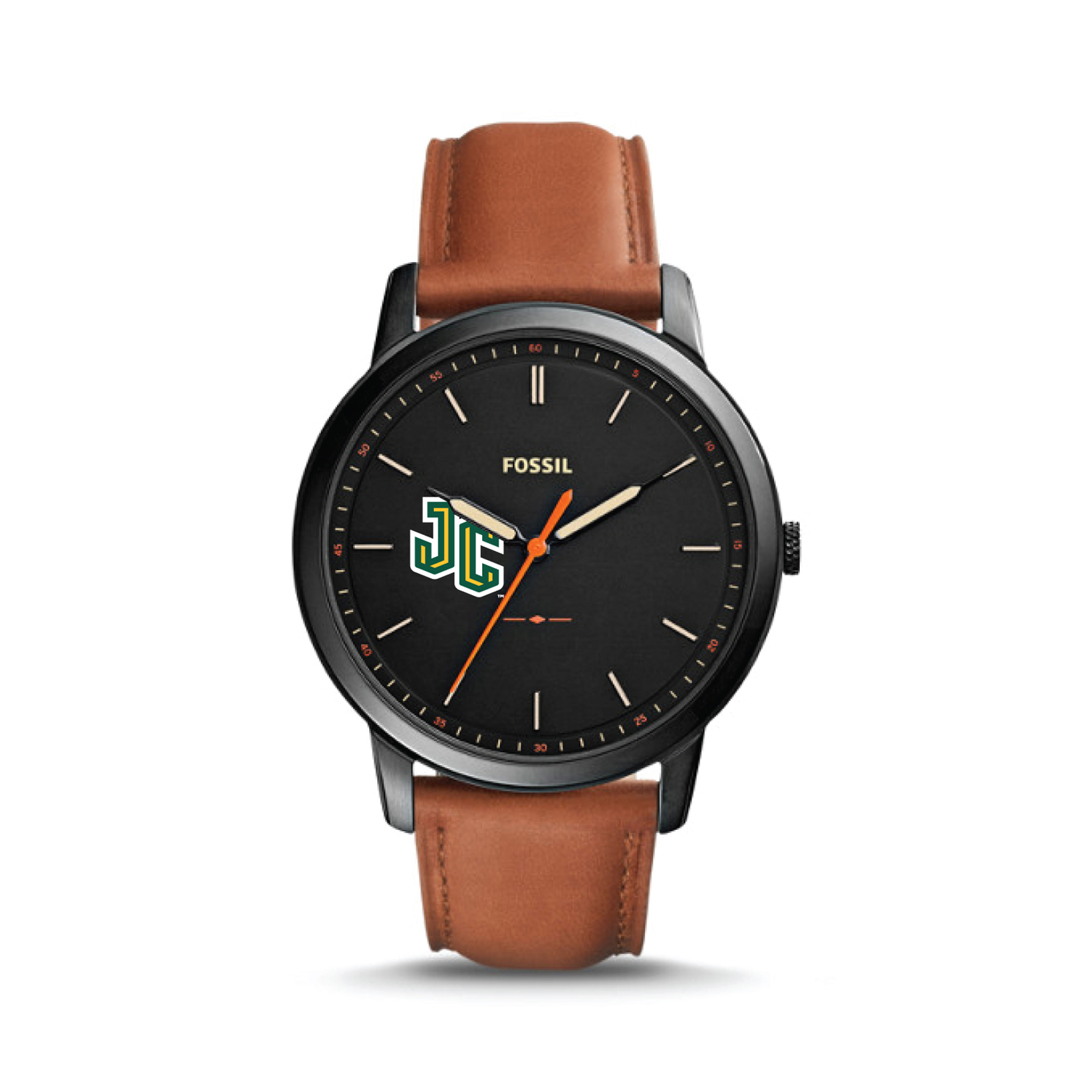 Men's Fossil  Black/Brown New Jersey City Gothic Knights Minimalist Slim Light Brown Leather Watch