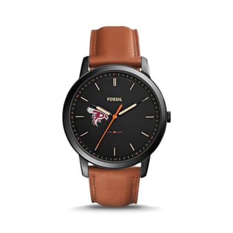 Men's Fossil  Black/Brown Pierce College Raiders Minimalist Slim Light Brown Leather Watch