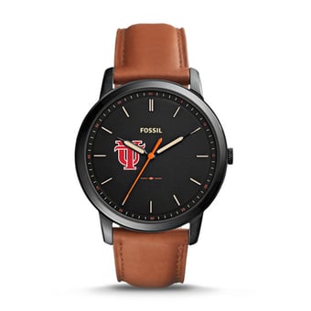 Men's Fossil  Black/Brown Tampa Spartans Minimalist Slim Light Brown Leather Watch