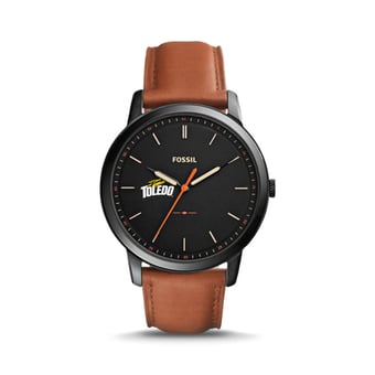 Men's Fossil  Black/Brown Toledo Rockets Minimalist Slim Light Brown Leather Watch