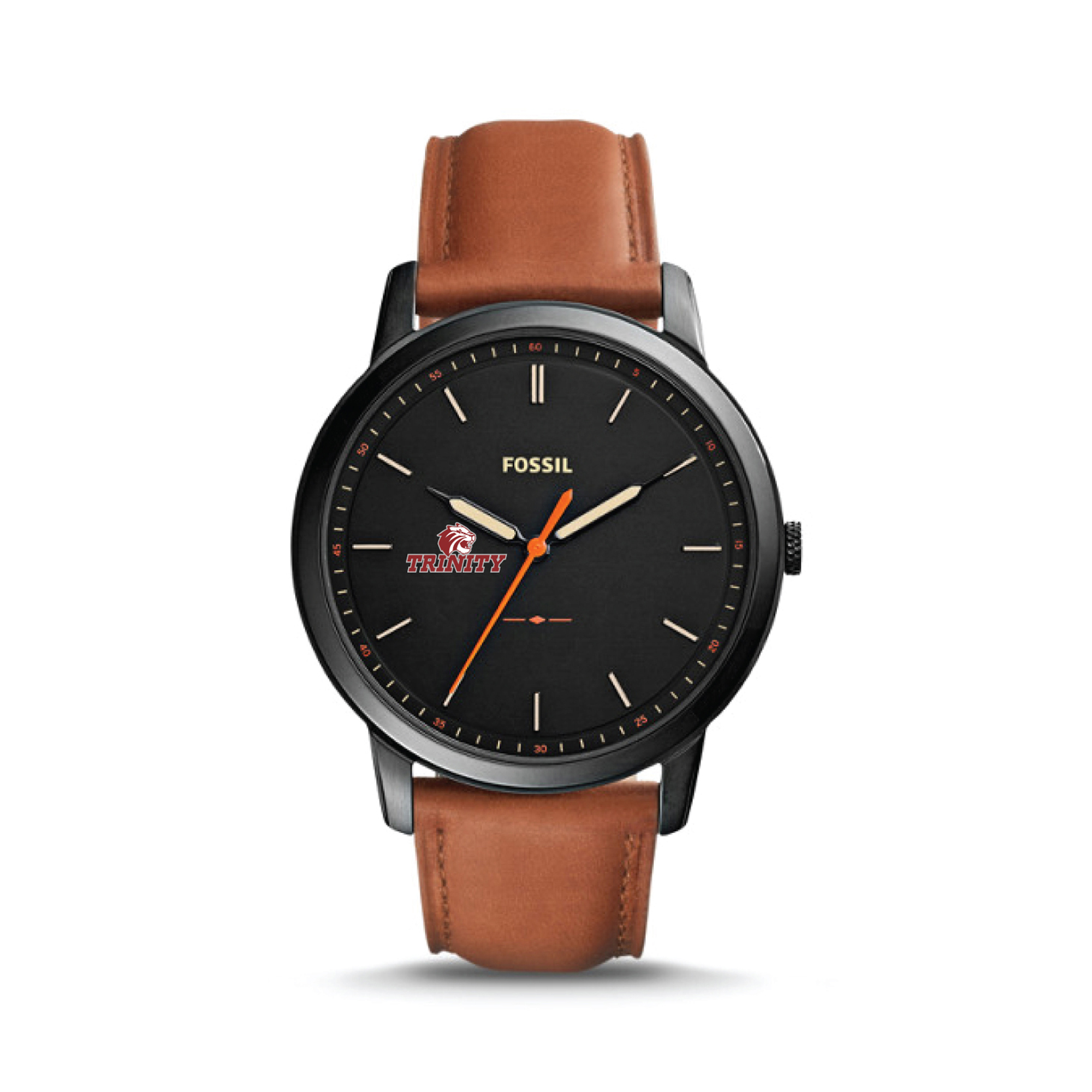 Men's Fossil  Black/Brown Trinity Tigers Minimalist Slim Light Brown Leather Watch