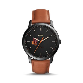 Men's Fossil  Black/Brown Ursinus Bears Minimalist Slim Light Brown Leather Watch