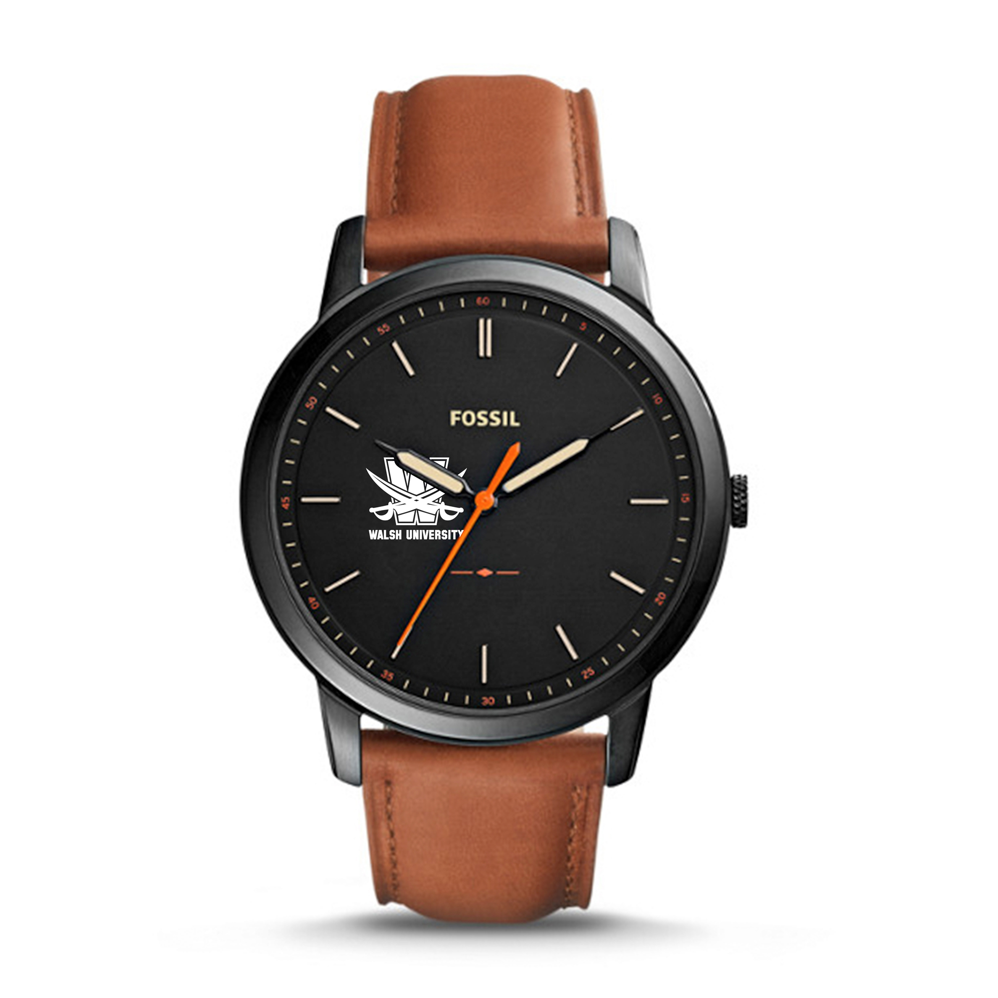 Men's Fossil  Black/Brown Walsh Cavaliers Minimalist Slim Light Brown Leather Watch