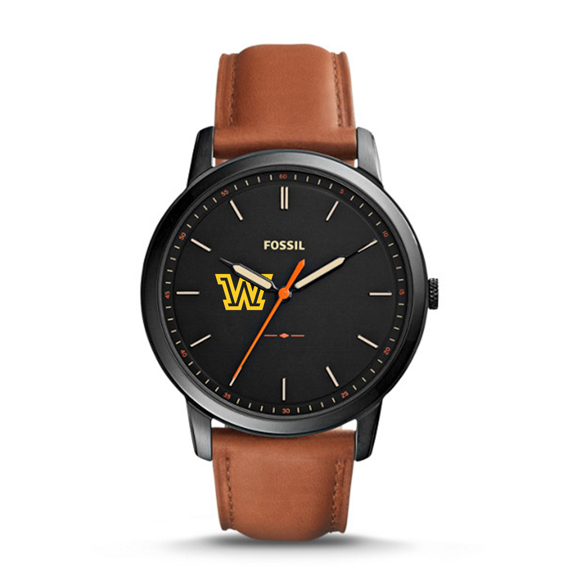 Men's Fossil  Black/Brown Wilkes Colonels Minimalist Slim Light Brown Leather Watch