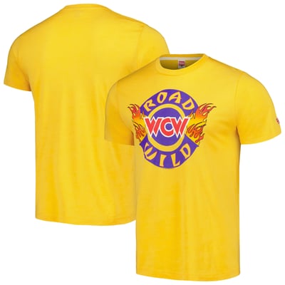 Men's Homage  Yellow WCW Road Wild Tri-Blend T-Shirt