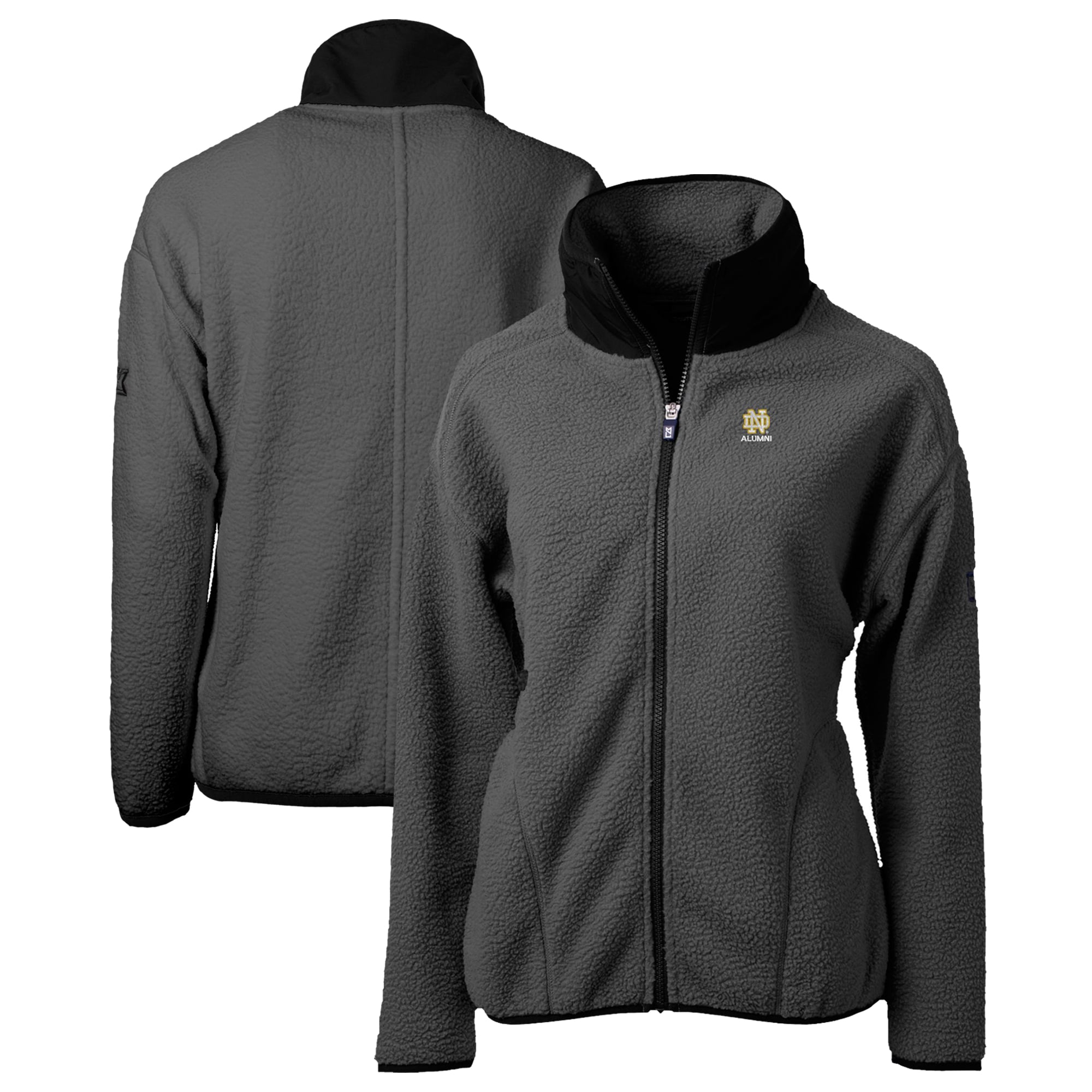Women's Cutter & Buck  Gray Notre Dame Fighting Irish Alumni Cascade Eco Sherpa Full-Zip Fleece Jacket