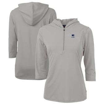Women's Cutter & Buck  Gray Penn State Nittany Lions Alumni DryTec Virtue Eco Pique Recycled Half-Zip Pullover Hoodie