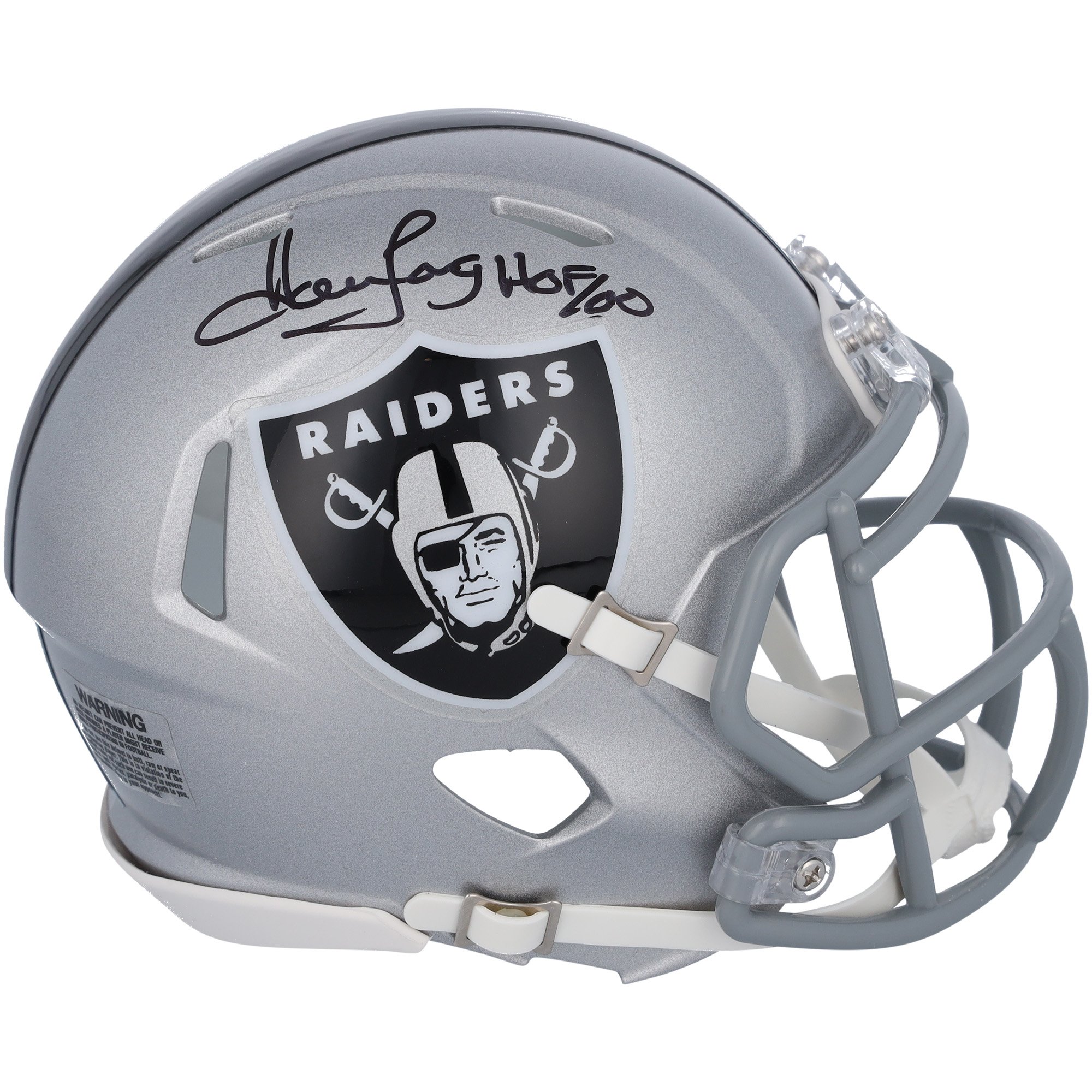 Howie Long Oakland Raiders mini casco Riddell Speed ​​autografato con iscrizione "HOF 2000"