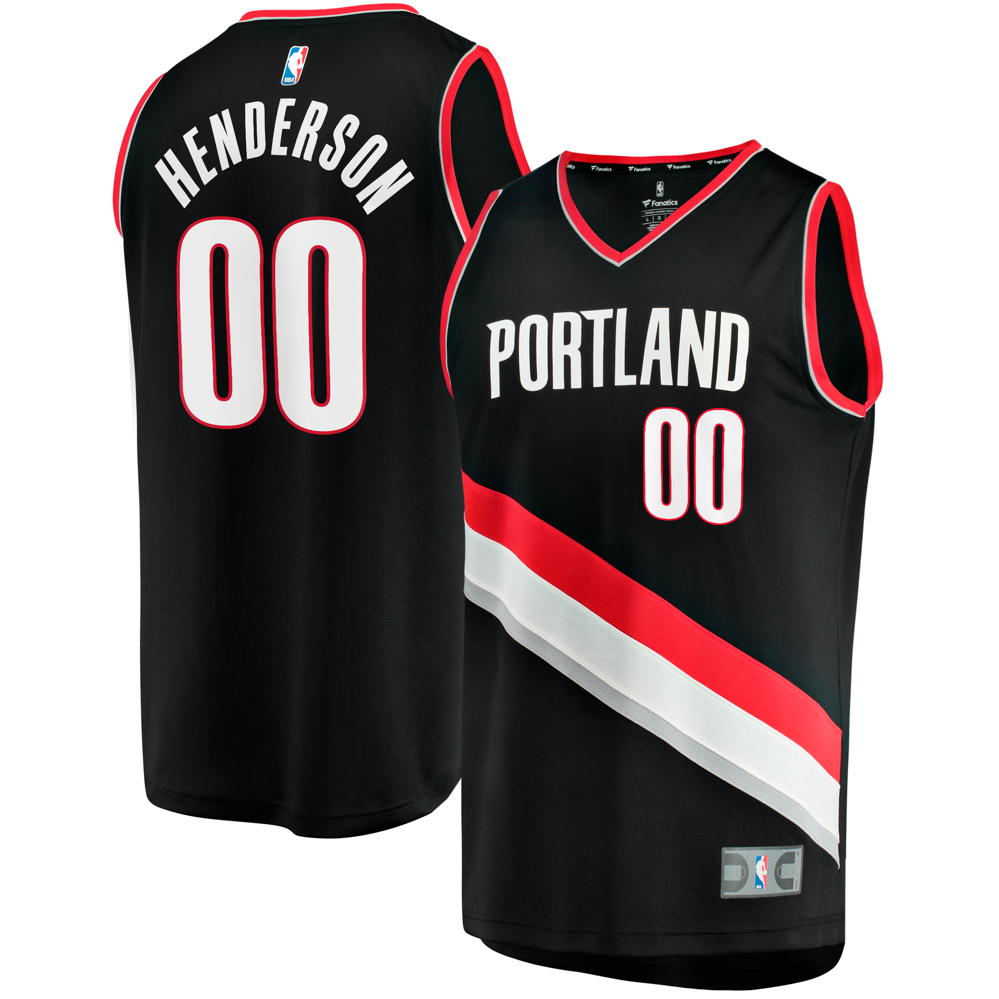 Men's Fanatics Scoot Henderson Black Portland Trail Blazers Fast Break Replica Jersey - Icon Edition