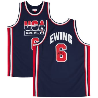 Patrick Ewing Team USA Autographed Navy Mitchell & Ness 1992 Authentic Jersey