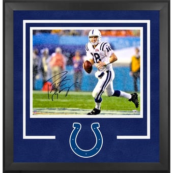 Peyton Manning Indianapolis Colts Autographed Deluxe Framed 16" x 20" Super Bowl XLI Running in Rain Photograph