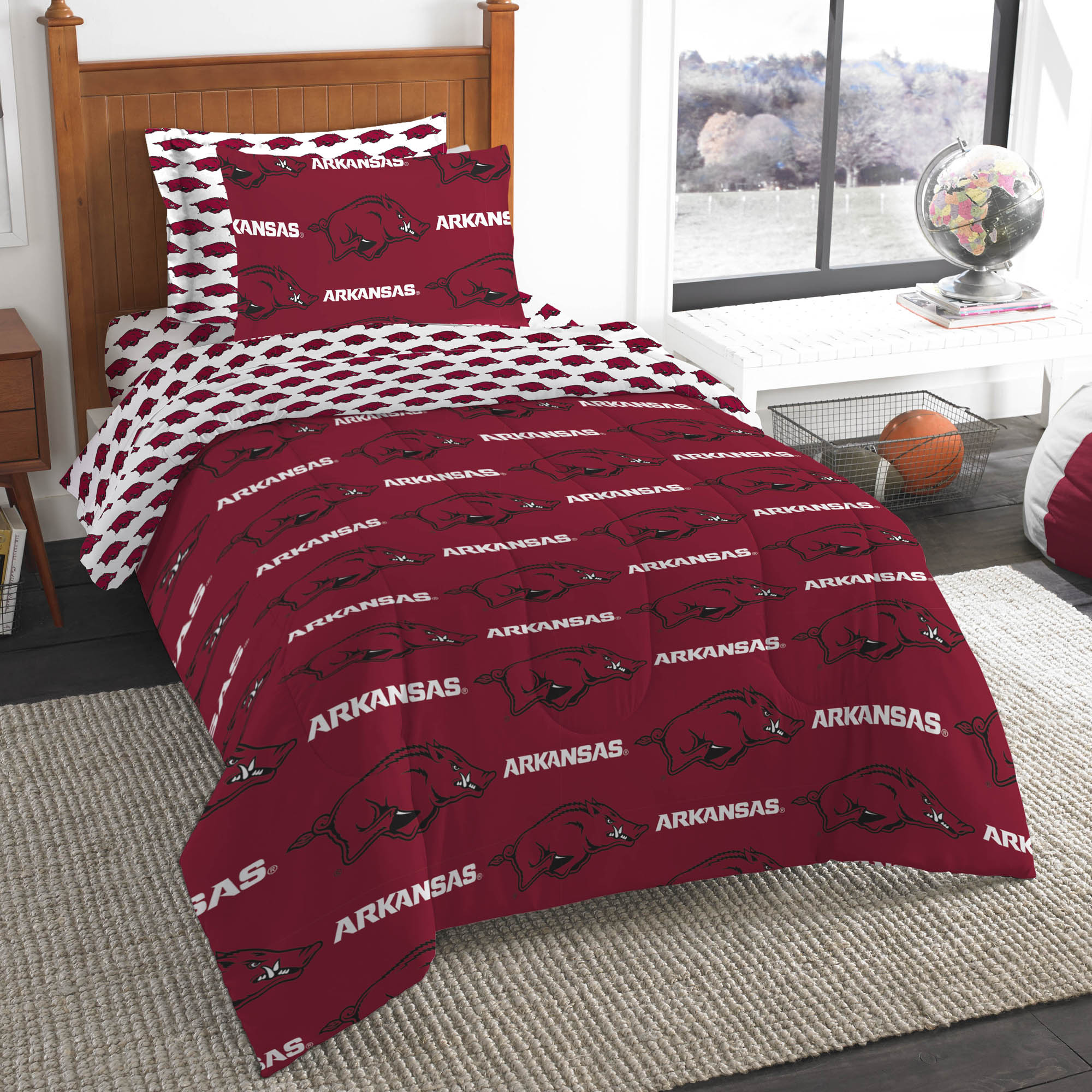 The Northwest Group Arkansas Razorbacks Five-Piece Twin Bed in a Bag Set
