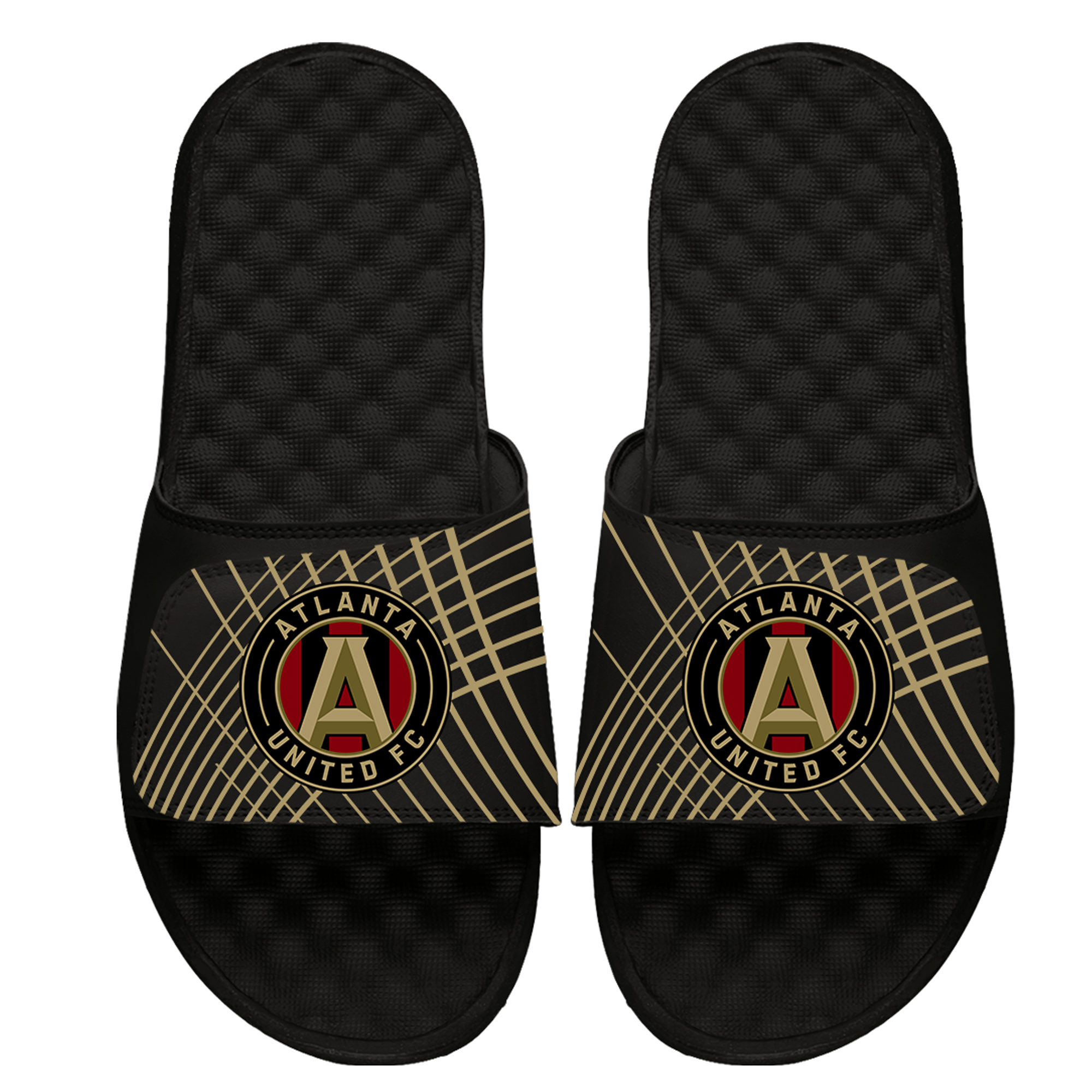 Men’s ISlide Black Atlanta United FC Lines Slide Sandals Men’s ISlide Black Atlanta United FC Lines Slide Sandals