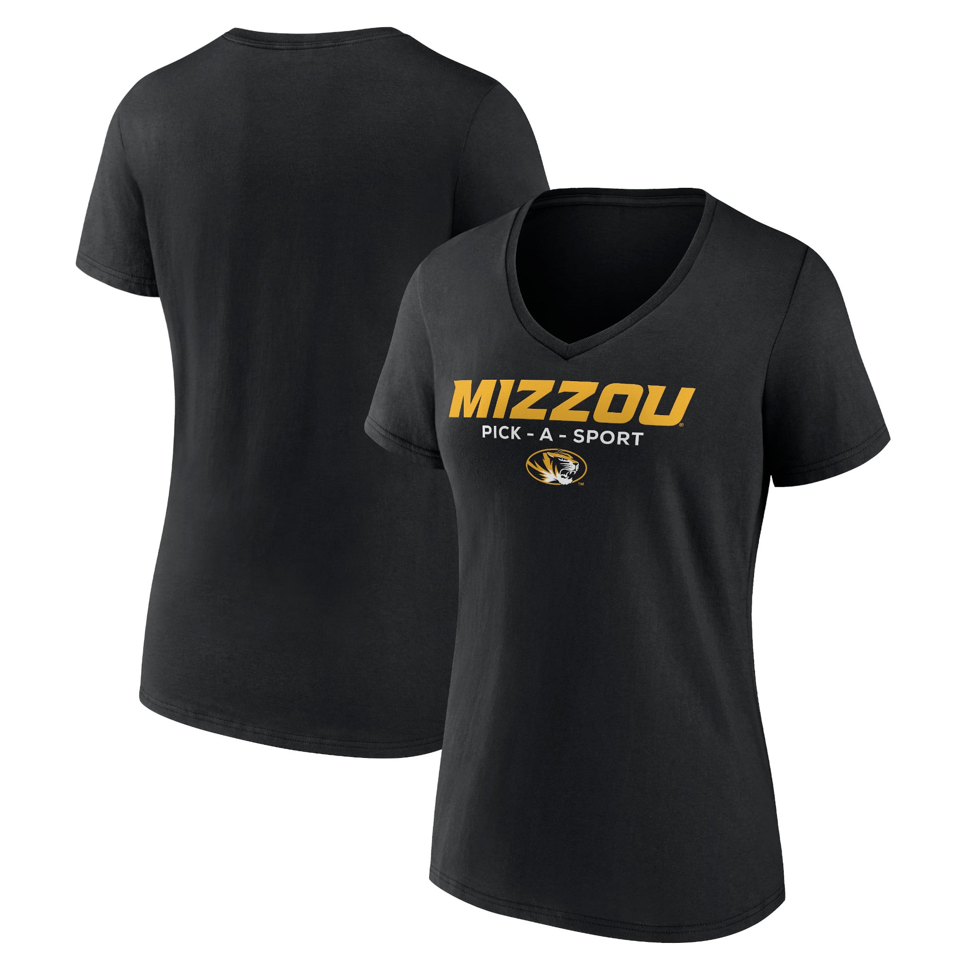 Women's Black Missouri Tigers Authentic Pick-A-Sport V-Neck T-Shirt