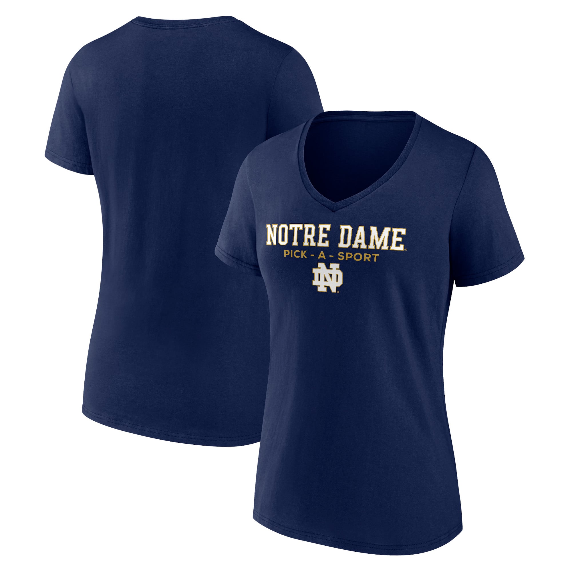 Women's Navy Notre Dame Fighting Irish Authentic Pick-A-Sport V-Neck T-Shirt