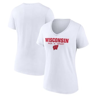 Women's White Wisconsin Badgers Authentic Pick-A-Sport V-Neck T-Shirt