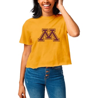 Women's League Collegiate Wear Gold Minnesota Golden Gophers Clothesline Cropped T-Shirt