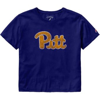 Women's League Collegiate Wear Royal Pitt Panthers Clothesline Cropped T-Shirt
