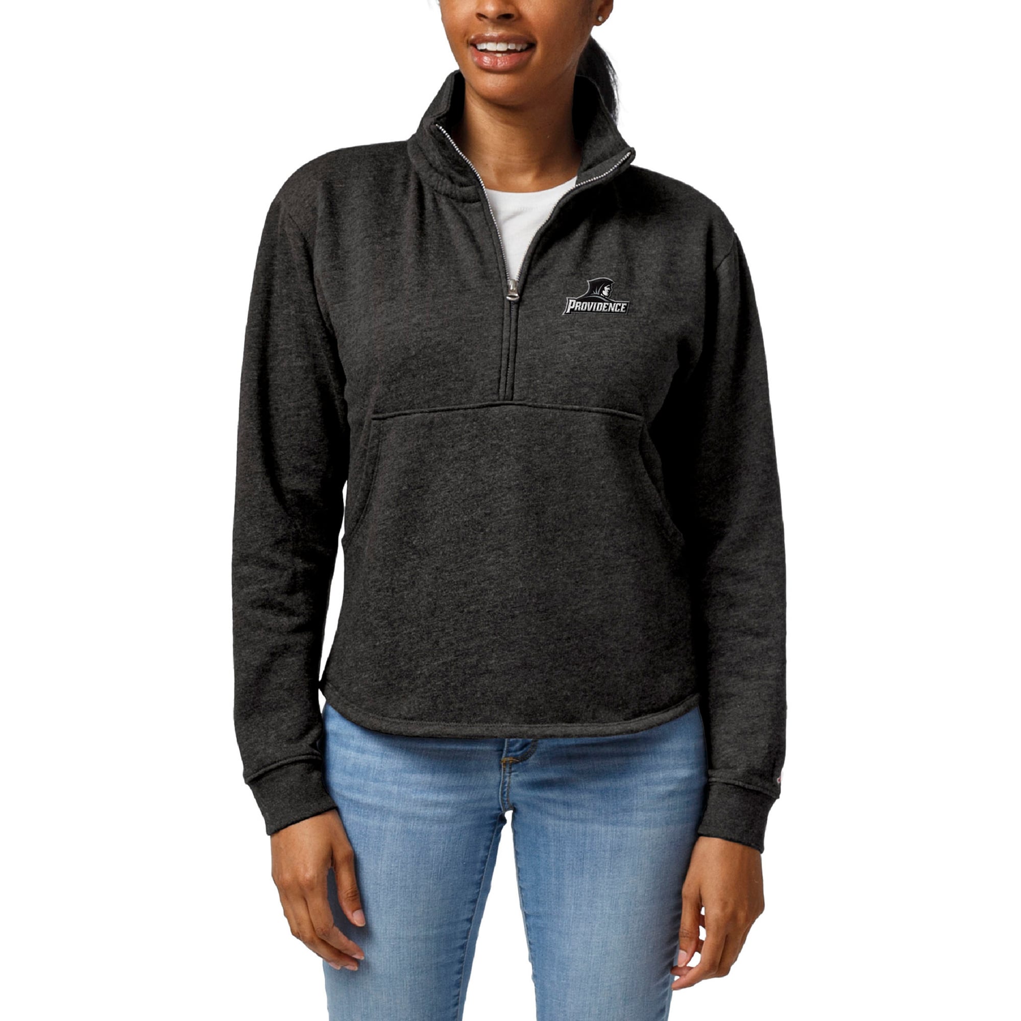 Women's League Collegiate Wear  Heather Charcoal Providence Friars Victory Springs Tri-Blend Quarter-Zip Pullover Sweatshirt