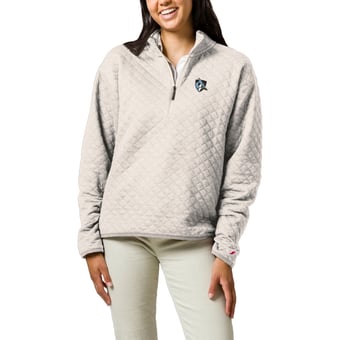 Women's League Collegiate Wear  Cream Johns Hopkins Blue Jays Highland Quilted Quarter-Zip Pullover Top