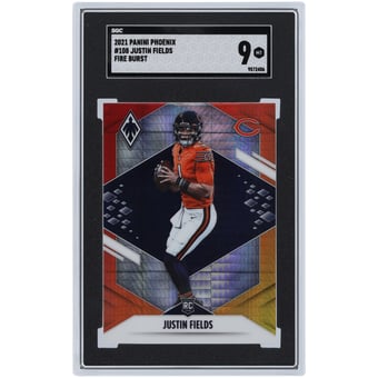 Justin Fields Chicago Bears 2021 Panini Phoenix Fire Burst #108 SGC Authenticated Rookie Card