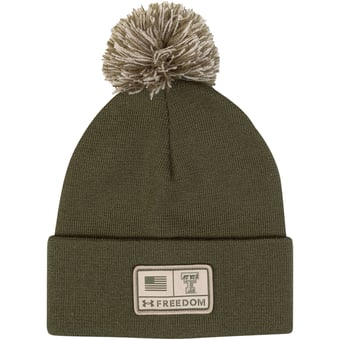 Men's Under Armour  Green Texas Tech Red Raiders Freedom Collection Cuffed Knit Hat with Pom