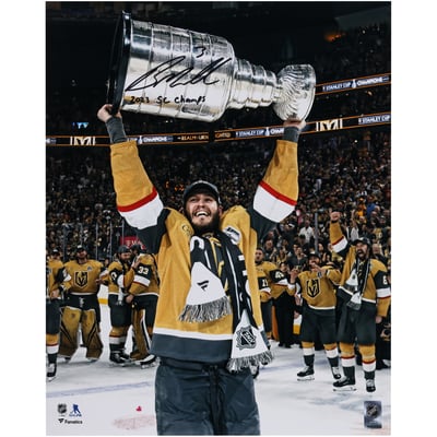 Brayden McNabb Vegas Golden Knights Autographed 2023 Stanley Cup Champions 16" x 20" Raising Cup Photograph with "2023 SC Champs" Inscription