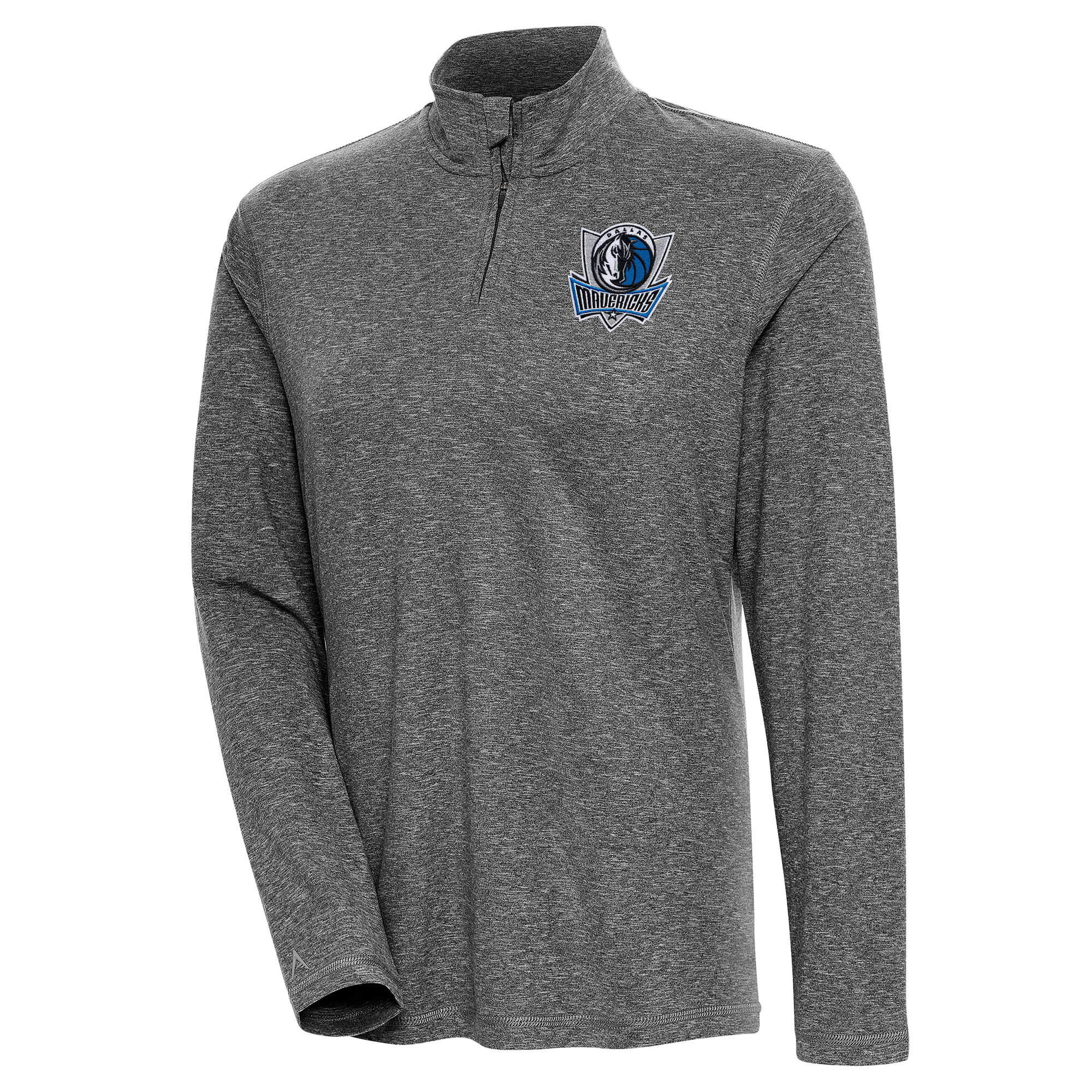 Women's Antigua Heather Black Dallas Mavericks Confront Quarter-Zip Pullover Top