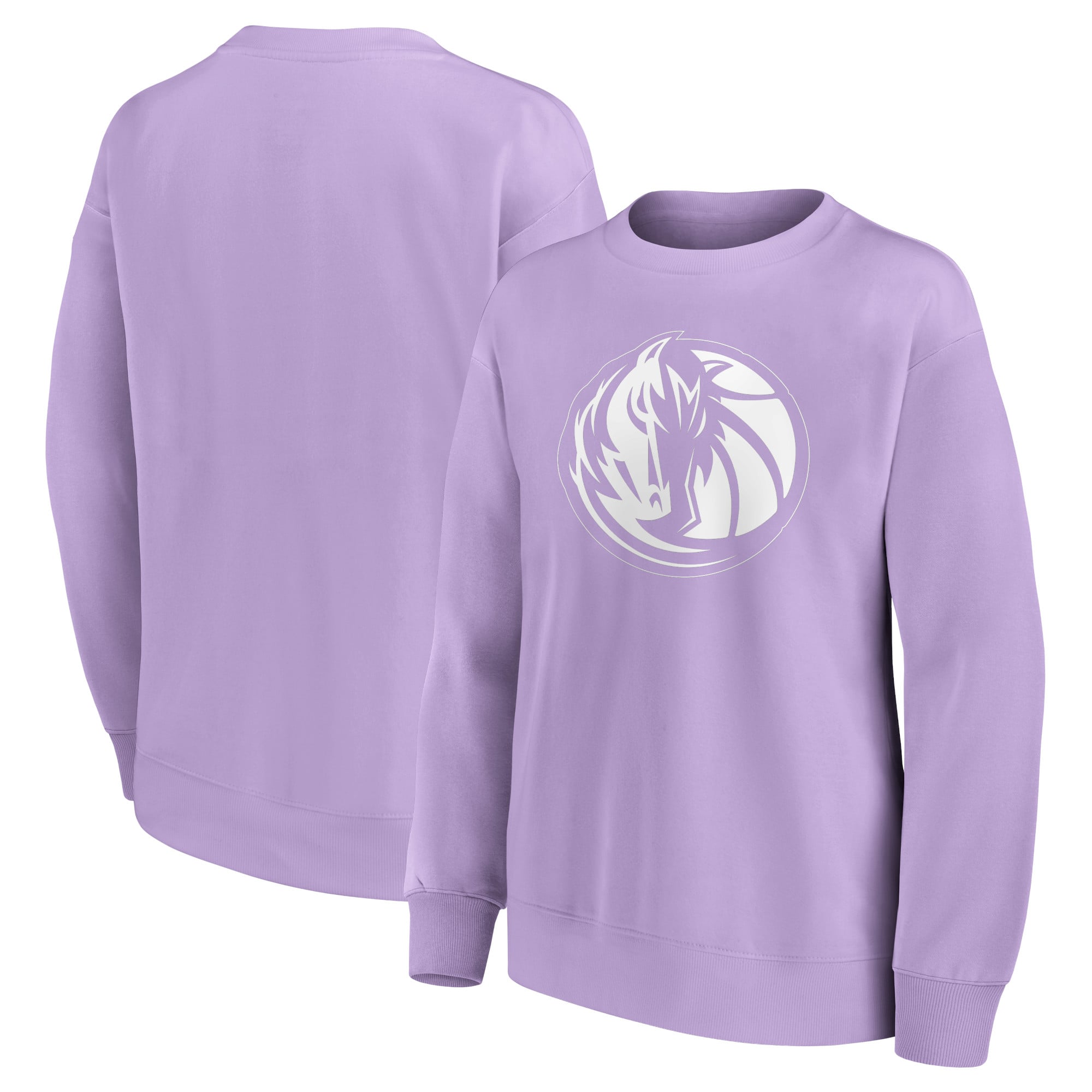 Sudadera extragrande con cuello redondo y gráfico monocromático de la marca Fanatics de los Dallas Mavericks para mujer
