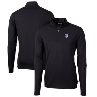 Men's Cutter & Buck  Black Pac-12 Gear Virtue Eco Pique Recycled Quarter-Zip Pullover Top