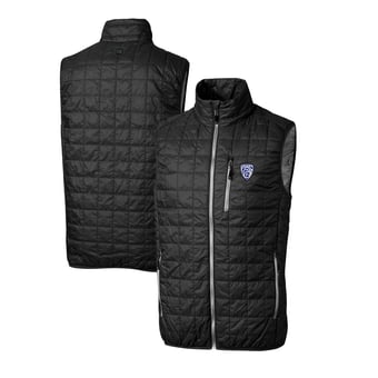 Men's Cutter & Buck  Black Pac-12 Gear Rainier PrimaLoft Eco Insulated Full-Zip Puffer Vest