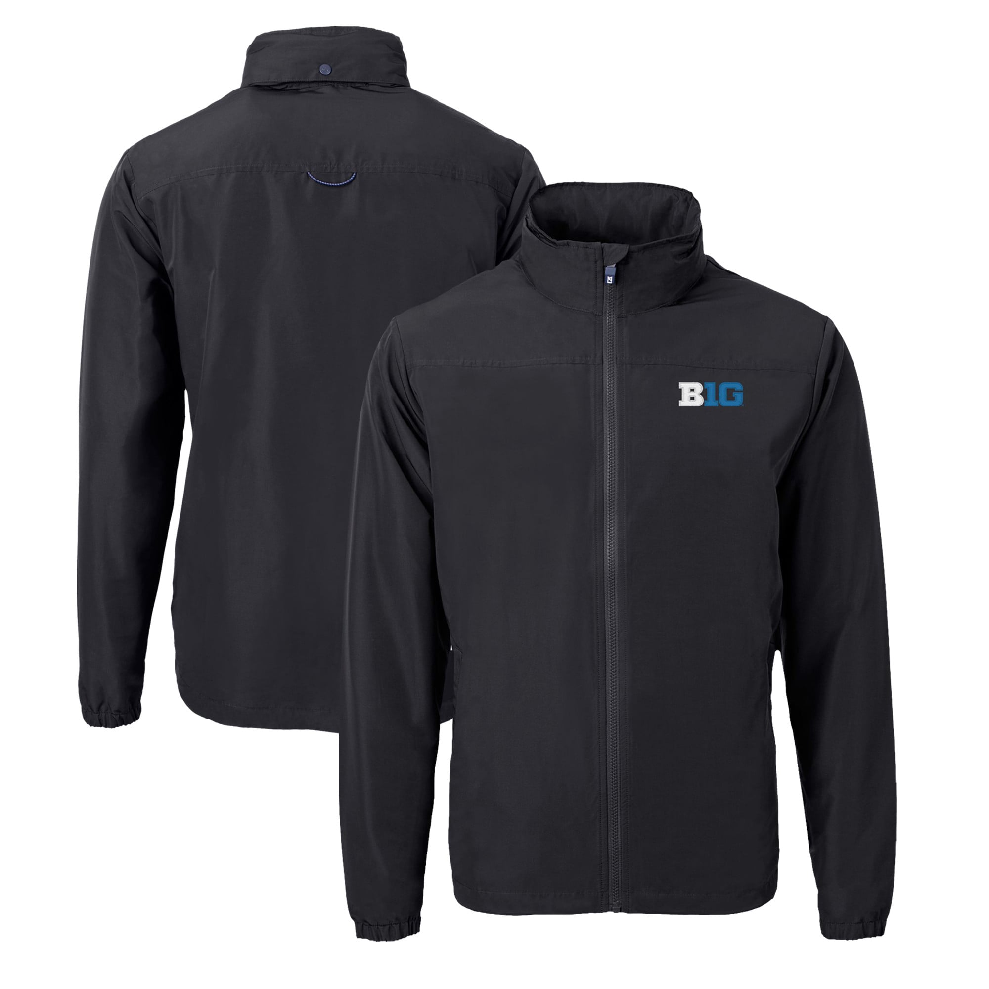 Men's Cutter & Buck  Black Big Ten Gear Charter Eco Recycled Full-Zip Jacket
