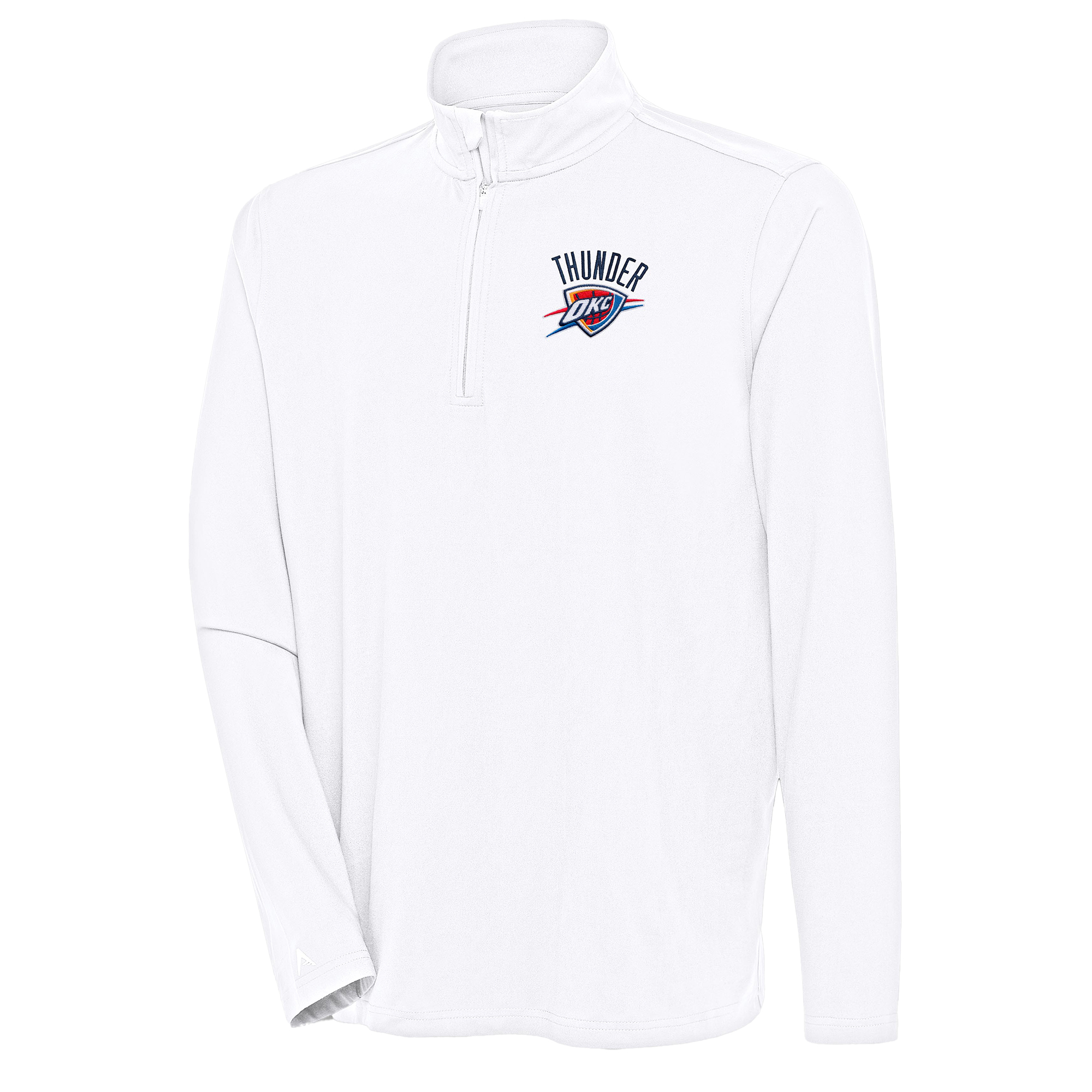 Men's Antigua White Oklahoma City Thunder Hunk Quarter-Zip Pullover Top