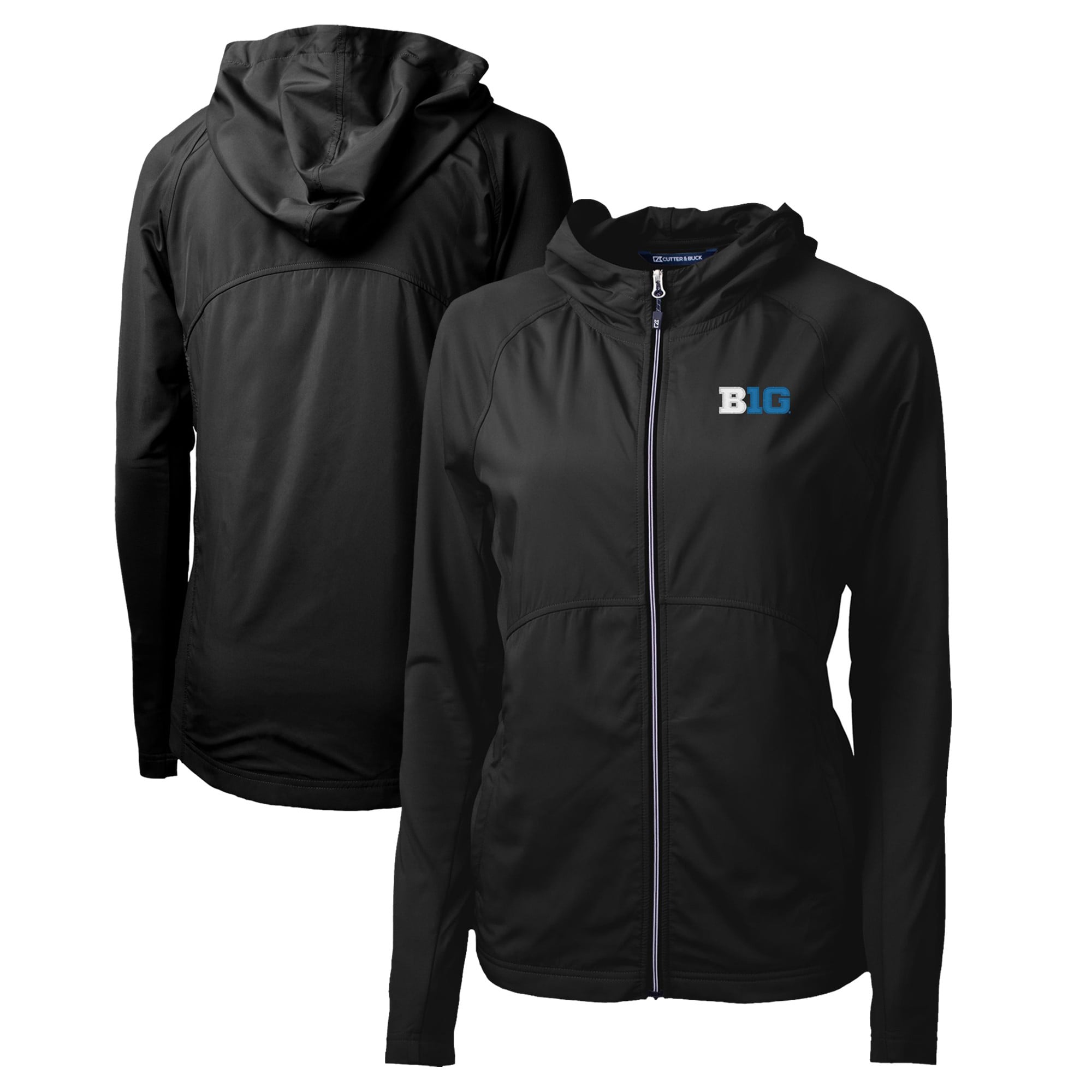Women's Cutter & Buck  Black Big Ten Gear Adapt Eco Knit Hybrid Recycled Full-Zip Jacket