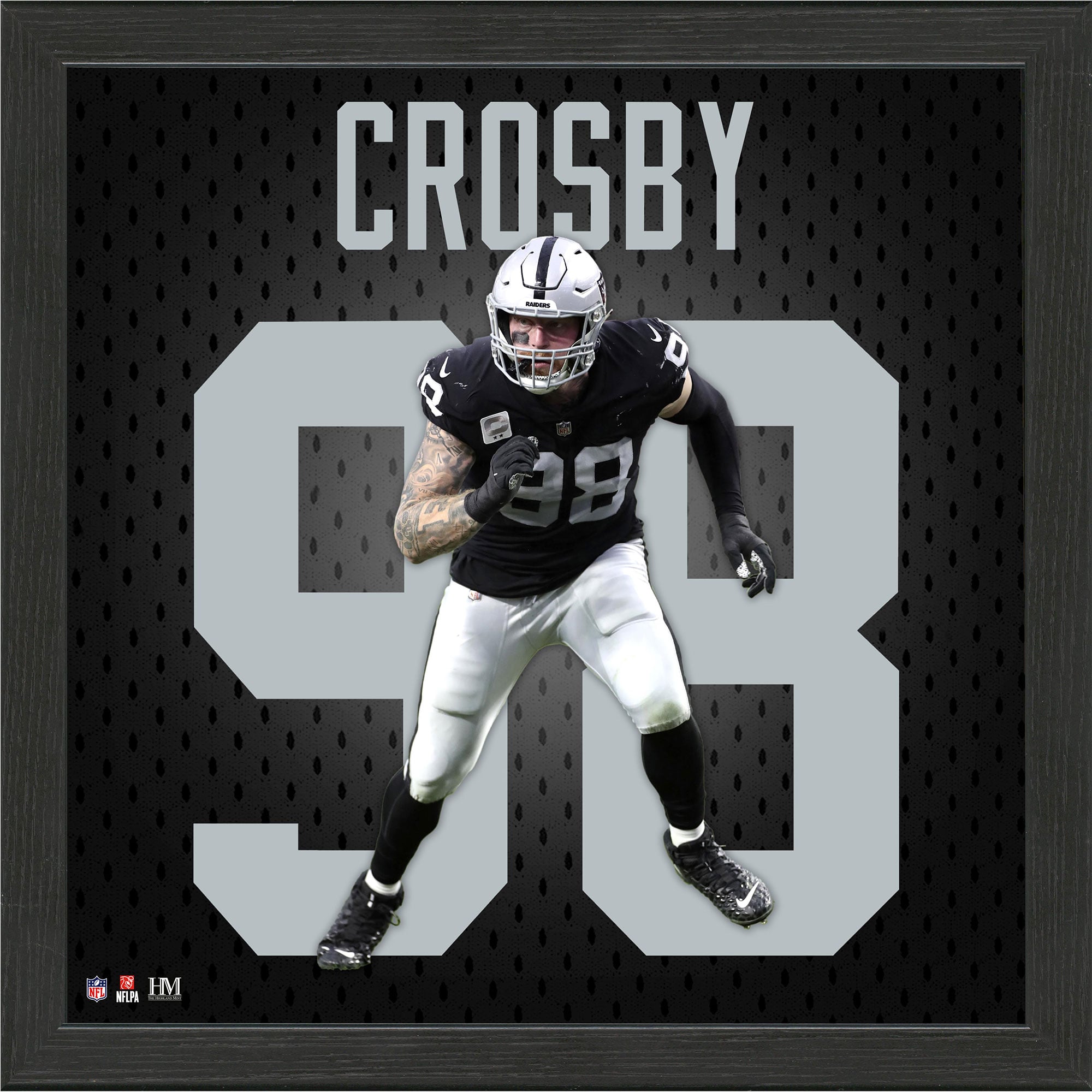 Highland Mint Maxx Crosby Las Vegas Raiders 13” x 13” Impact Jersey Framed Photo Highland Mint Maxx Crosby Las Vegas Raiders 13” x 13” Impact Jersey Framed Photo