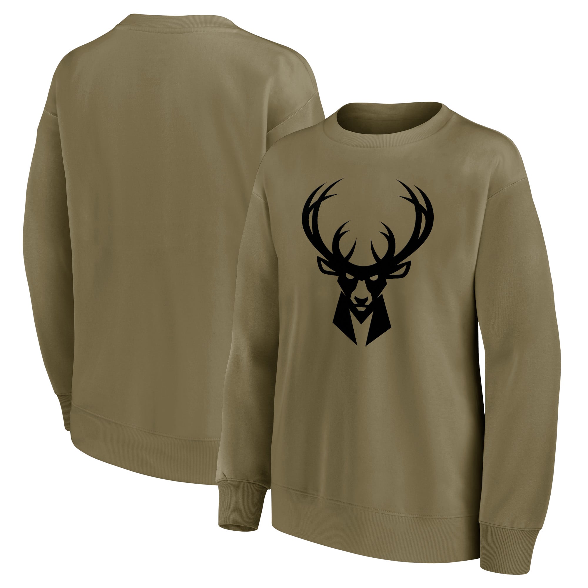 Sudadera extragrande con gráfico monocromático y logo de Milwaukee Bucks Fanatics Branded - Mujer