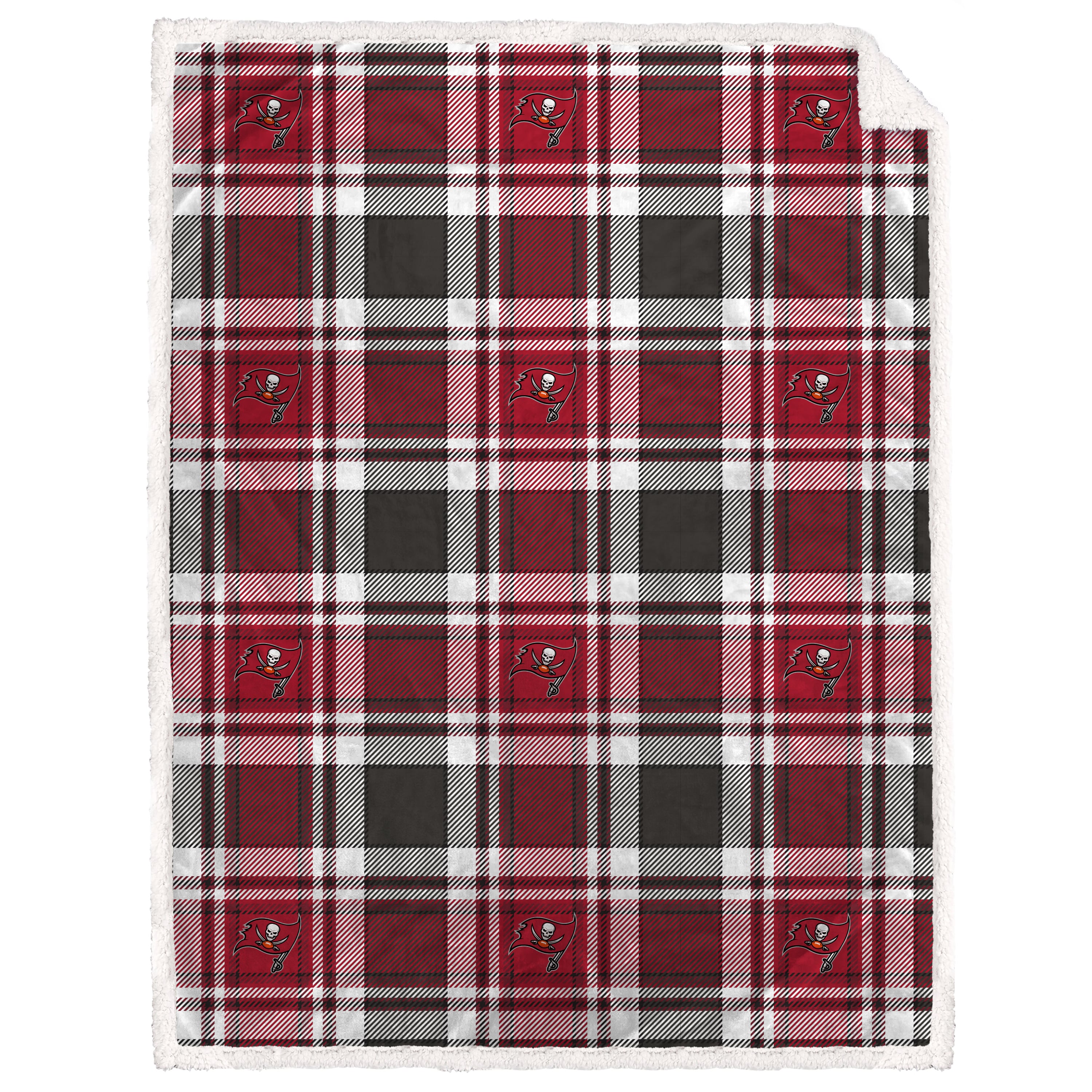 Pegasus  Tampa Bay Buccaneers 60" x 90" Plaid Logo Box Royal Plush Sherpa Blanket