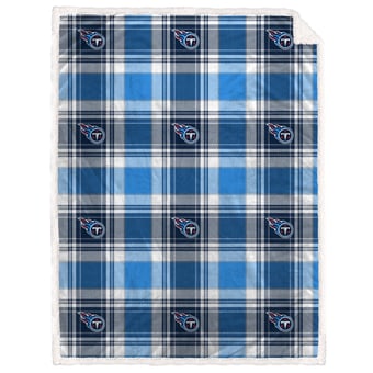 Pegasus  Tennessee Titans 60" x 90" Plaid Logo Box Royal Plush Sherpa Blanket